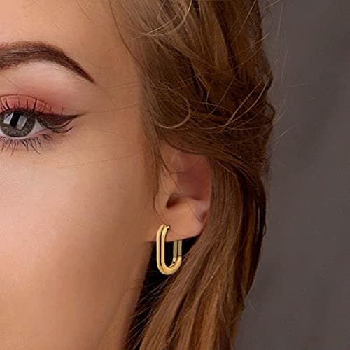 Wgoud 6 Pairs Gold Hoop Earrings Set for Women, 14K Gold Plated Hypoallergenic Lightweight Chunky Open Huggie Hoops Earrings Jewelry for Gift. (6 gold huggie) - Thumbnail 3