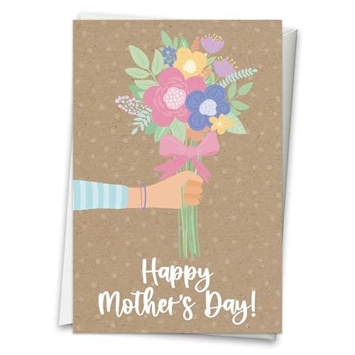 Hadley Designs Happy Mothers Day Card For Mom - 8x5.3in Mother's Day Card For Mom, Mother Gift Greeting Cards, Premium Single Mother Cards From Daughter and Son, Designed in USA - Image 1