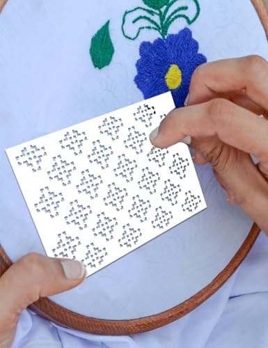Gezan 20 Pcs Sashiko Stencils 8.3 x 5.9 Inch Plastic Sashiko Template Pattern Geometric Embroidery Stabilizers Drawing Line Template for Hand Quilting Sewing - Thumbnail 4