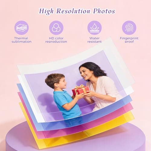 iDPRT 4×6 Photo Printer, Portable Color Picture Printer, Thermal Sublimation Mini Picture Printer, Bundle 108 Sheets Photo Paper & 2 Ribbon Cassette, Photo Printer for iPhone & Android, White - Thumbnail 3