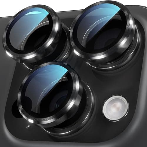 YWXTW Camera Lens Protector for iPhone 16 Pro/iPhone 16 Pro Max, [1 Step Installation Tray] Tempered Glass Screen Protector Metal Individual Camera Cover Accessories Case Friendly (Black Titanium) - Image 1