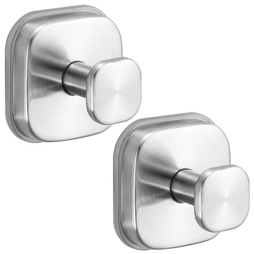 Fenas No-Drill Reusable Suction Cup Hooks, 2-Pack Brushed Nickel – Towel, Robe, Loofah, Coat Hook for Glass, Mirror, Tile, Shower, Bathroom, Kitchen & Metal (Smooth, Non-Porous Surfaces) - Image 1