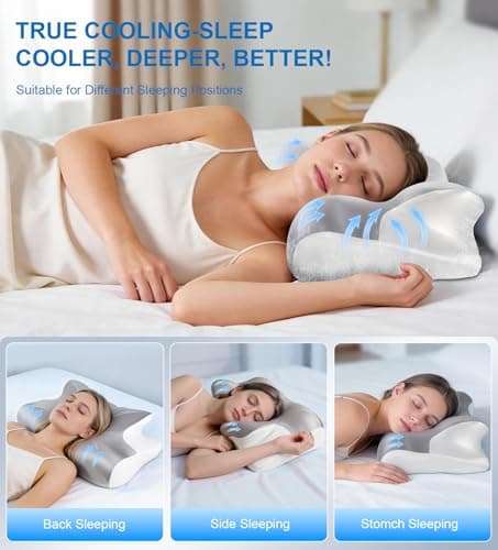 Neck Cervical Pillow for Side/Back/Stomach Sleepers, Pain Relief Neck Support Pillow Ergonomic Contour Memory Foam Pillow Silky Smooth Luxury | Mellow Sleep Cloud Pillow with Cooling Comfort - Thumbnail 4