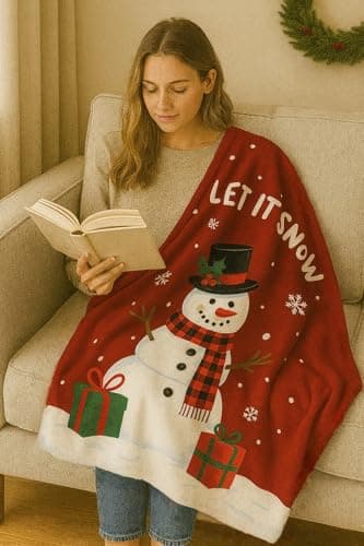 Carastora Christmas Snowman Flannel Holiday Blanket Measures 40x50in and is Perfect for use on The Sofa, Bed, or During picnics. Warm and Lightweight, Making it an Ideal Gift and Home Decoration. - Thumbnail 3