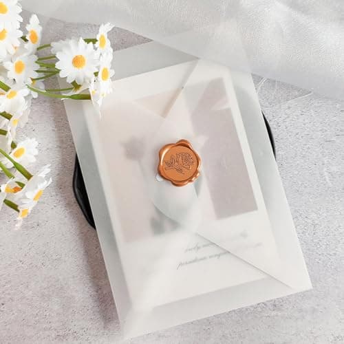 Pilloze 50 Pcs Orange Rose Style Wax Seal Stickers, Self Adhesive Wax Seal for Wedding Invitation, Easy Use Good Adhesion, Orange Rose Envelope Stickers Perfect for Invitation, Vellum Jackets, Menu - Thumbnail 6