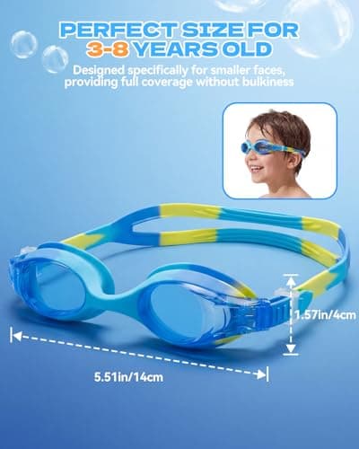 Aegend Swim Goggles for Kids Age 3-8 Anti-Fog Clear Vision Full Protection Goggles Perfect for Toddler Swimming (Green-1 Pack) - Thumbnail 5