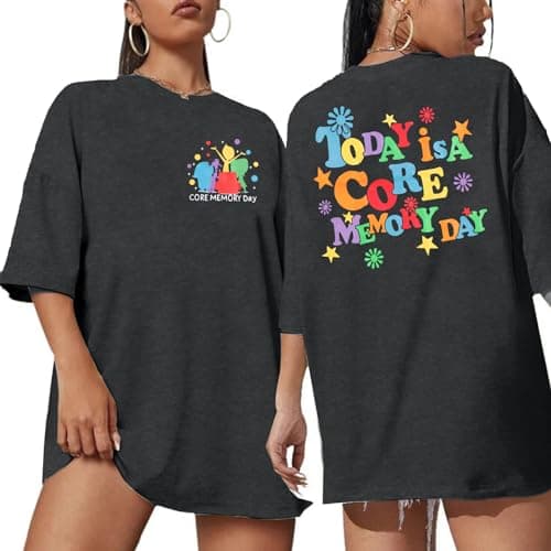 Magical Shirt for Women Today is A Core Memory Day Shirt Magical Vacation Tee Oversize Friends Trip Tops Dark Gray - Image 1