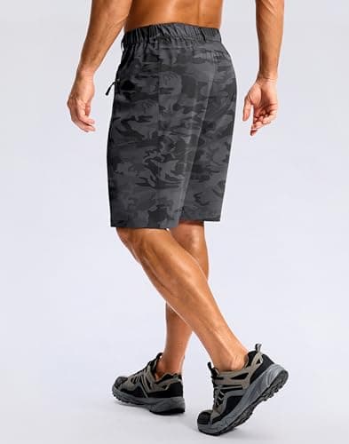 G Gradual Men's Casual Shorts 9" Lightweight Hiking Golf Zipper Pockets Stretch Quick-Dry Breathable Shorts for Travel Work Summer Black Camo - Thumbnail 4