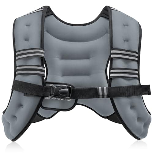 ZELUS Weighted Vest, 6lb/8lb/12lb/16lb/20lb/25lb/30lb Weight Vest with Reflective Stripe for Workout, Strength Training, Running, Fitness, Muscle Building, Weight Loss, Weightlifting, Grey(8 lb)