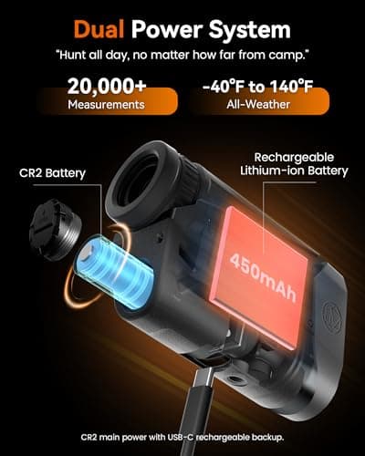 MILESEEY Hunting Rangefinder, 2000+ Yards Rechargeable Laser Range Finder with Bow Hunting Mode, Horizontal Distance/Angle/Scan, 7X Magnification, Waterproof Archery Shooting Rangefinder with Magnet - Thumbnail 3