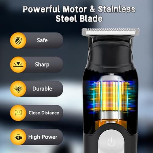 SUNNOW Electric 5-in-1 Body Hair Trimmer - Groin Trimmer for Men -Beard Trimmer for Men - Wet/Dry Shaver Groomer, Waterproof with LED Light, Gifts for Husband Father - Thumbnail 6
