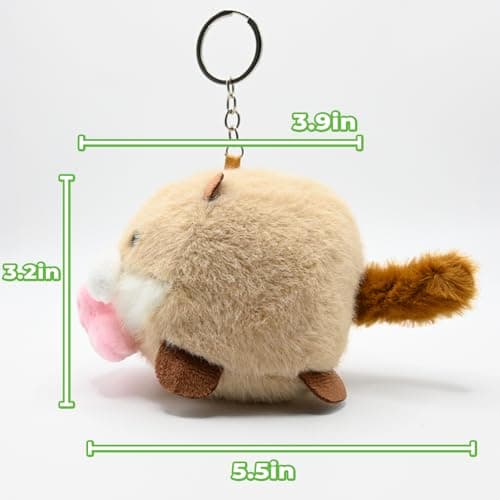 enttgo Funny Otter Keychain Wagging Up Tail Rotating Novelty Plush Animal Cute Plush Otter Spin Keyring for Men Women - Thumbnail 4