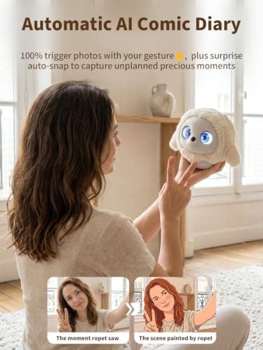 ropet KAMOMO AI Pet Interactive Companion Robot with ChatGPT, Emotional Support AI Gifts for Adults and Kids, Warm Lifelike Robotic Desktop Pets with AI Diary and Auto-Sketch - Thumbnail 3