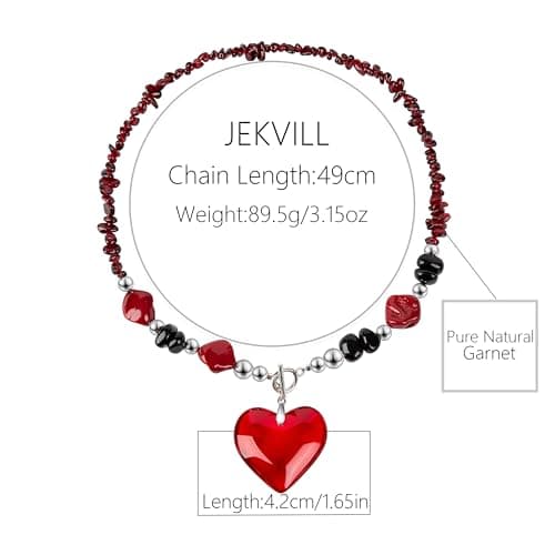Jekvill Heart Shape gothic necklace，Irregular garnet necklace，Goth Jewelry Gifts，halloween accessories for woman - Thumbnail 6