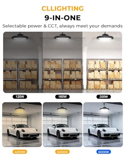 UFO LED High Bay Light 200W 6Pack, Upgrade 32,000LM(160lm/w), ETL Listed High Bay LED Shop Light for Warehouse Workshop Garage Gym Flicker-Free, 0-10V Dimmable Plug and Play with Power Cord - Thumbnail 5