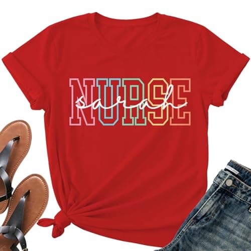 Nurse Shirts for Women School Nurse Life Short Sleeve Rainbow Pride Nursing Tee Tops - Image 1