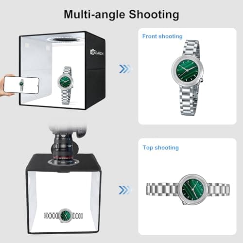 XKDAICH 12x12 Inch Portable Folding Photo Studio Box with Dimmable Ring Light, 3 Color Temperatures & 6 Backdrops for Product Photography, YouTube Videos, Smartphone - Thumbnail 4