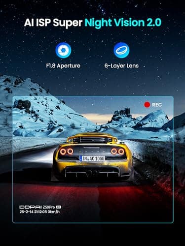 DDPAI Dash Cam Front and Rear, 4K+1080P Car On-Dash Mounted Cameras, Dashcam Included 64GB Card, Built-in 5G WiFi 6, GPS, 3'' IPS, AI ISP Night Vision, 48H Parking Mode, Loop Recording, ADAS, Z50 Pro - Thumbnail 4
