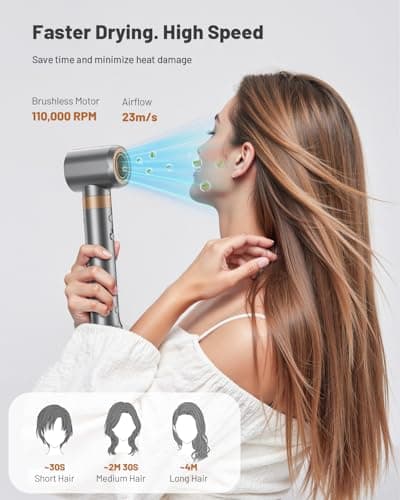 HITTIONA Hot Air Styler & Hair Styler- High-Speed Hair Dryer Brush, Fast Drying Blow Dryer Brush No Heat Damage Multi-Styler Auto Wrap Curlers for Volumizing Curl Straighten Frizz-Free - Thumbnail 5