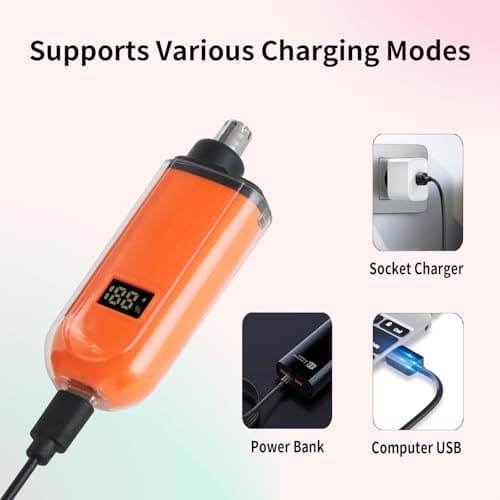 JERBEST Electric Nose Hair Trimmer for Women Men, Rechargeable Mini Travel Trimmer for Nose and Ear Hair Clippers Portable Trimming with LED Display - Thumbnail 6