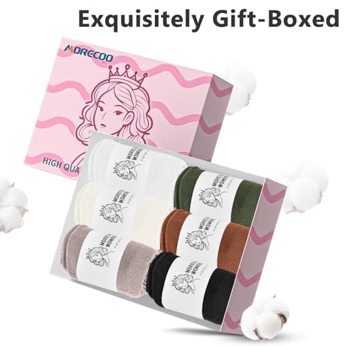 MORECOO Socks for Women - 6 Pairs Cotton Socks Soft Breathable Seamless Toe Non-Slip Crew Socks for Daily Work Casual Wear - Thumbnail 4
