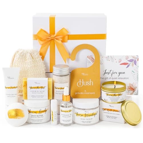 Spa Gifts for Women Mothers Day Baskets Vanilla Coconut Self Care Set Birthday Relaxing Home Kit Bath Set Thank You Box Luxurious for Mom Her Sister Teacher Friend Friendship Thinking of You - Image 1