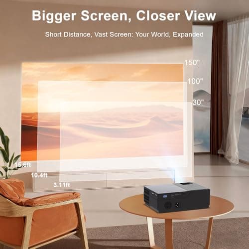 XENPONAD Projector with WiFi and Bluetooth, 4k Support Native 1080p Portable Projector for Home Theater Bedroom Ceiling Camping & Outdoor Use, Movie Projector with Speaker, 6D Keystone - Thumbnail 5