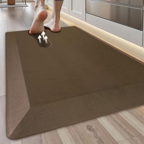 Anti Fatigue Kitchen Mats for Floor, Brown 9/10 Extra Thick Cushioned Standing Desk Mat, Comfort Memory Foam Ergonomic Kitchen Rugs and Mats Non-Slip Waterproof for Office, Kitchen, Sink, 20" x 32" - Image 1