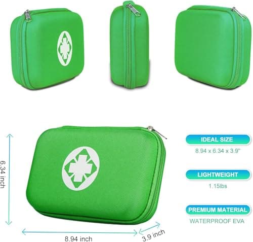 276 Car First Aid Kit for Business, Portable First Aid Kits Travel Szie Emergency Essentials Supplies for Outdoor Activities Skating Boating, Green AMORNING - Thumbnail 3