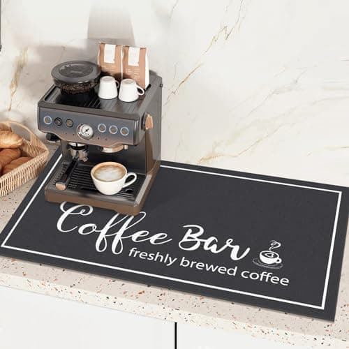 Findosom Dish Drying Mat, 17"x 32" Super Absorbent & Hide Stain Coffee Mat, Cuttable Drying Mat for Kitchen Counter, Coffee Bar Accessories, Under Dish Rack, Coffee Maker, Espresso Machine, Black - Thumbnail 4