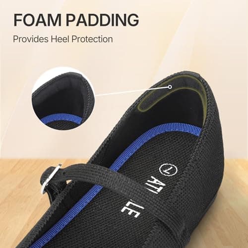 ATHMILE Square Toe Ballet Flats Mary Janes Shoes Women with Padded Heel & Adjustable Strap, Knit Slip-On Flats for Women for Office, Dressy & Casual, Machine Washable for Easy Care Black Size 9.5 - Thumbnail 5