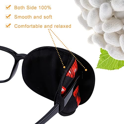 eZAKKA Eye Patches for Adults, Eye Patch for Glasses, Silk Medical Eyepatch for Lazy Eye Patches for Women Amblyopia Strabismus and After Surgery (Red Lips + Claret) - Thumbnail 3