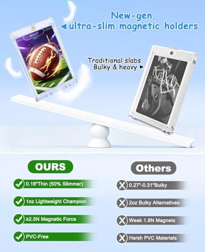 60ct Ultra Thin Magnetic Card Holders 35pt One Touch Baseball Card Holder - Thumbnail 3