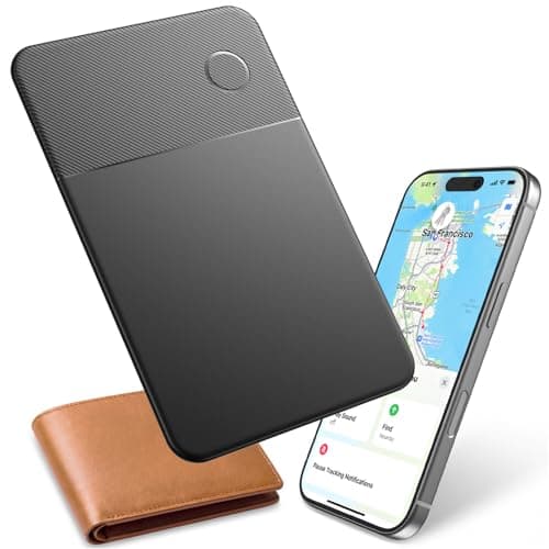 Slim Rechargeable Tracker Card for Apple Find My – Ultra-Thin Wallet Finder for iPhone, Bluetooth Item Locator for Wallet, Keys & Passport (iOS Only, Black) - Image 1