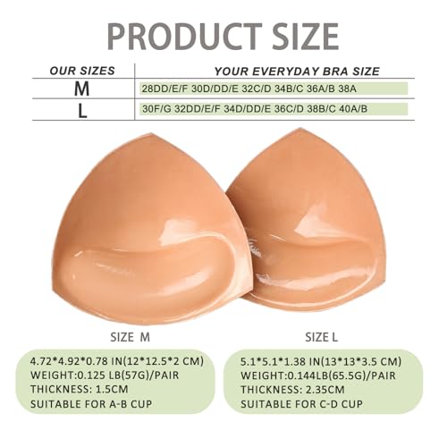 Veigot Double-Sided Sticky Bra Inserts - Natural Push-Up Lift Pads, Lightly Padded Reusable Adhesive Bra Pads for A-D Cup Beige - Thumbnail 6