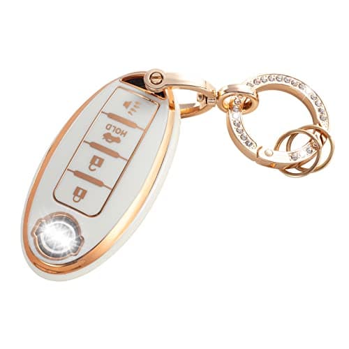 RUABIBAN Key Fob Cover Compatible with Nissan, Soft TPU Key Case Shell Fit for Altima Rogue Sentra Pathfinder Frontier Maxima Titan Murano Kicks Juke Versa Armada GTR 370Z Leaf