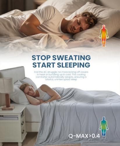 Cooling Blanket for Hot Sleepers & Night Sweats, Breathable Lightweight Cooling Comforter for Menopause & Summer, Soft Cool-to-Touch, Oeko-TEX, Cool Grey, 60x80 Inches - Thumbnail 3