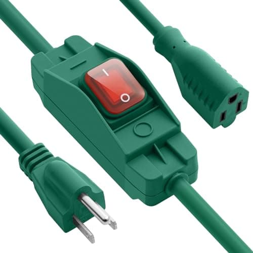 Makevivi Outdoor Waterproof On/Off Switch Extension Cord, Heavy Duty 125v/250v Black SJTW Cord (10 Ft, Green) - Image 1