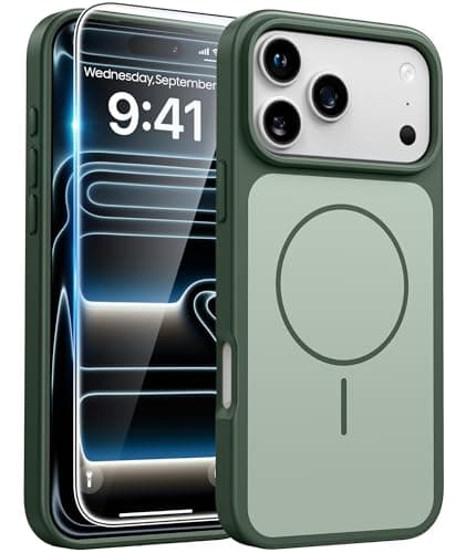 FNTCASE for iPhone 17 Pro Max Case Green: [Compatible with Magsafe] [Magnetic Phone Cover with Screen Protector] Military Grade Shockproof Protective Dual-Tone Trending Design‌ for 17 ProMax, 6.9 inch - Image 1