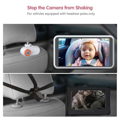 LUCKVIEW Baby Car Camera with IR Night Vision, Unique Headrest Mount Car Camera for Baby 3X Zoom for Backseat Monitor White (Wired) Essential Baby Safety Item - Thumbnail 3