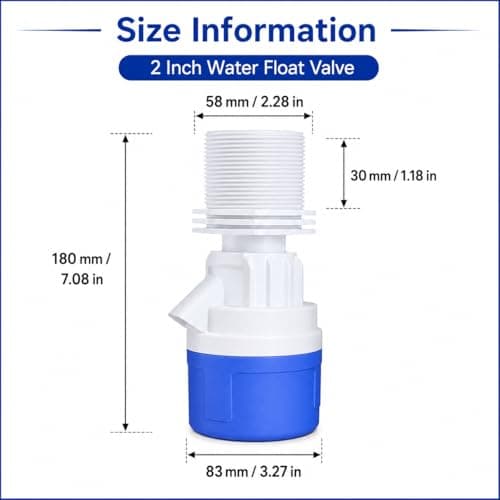 1PC 2" Top Inlet Automatic Water Level Control Float Valve, Float Valve for Water Tank, Pools, Pond, Livestock, Aquariums, Aquaculture - Thumbnail 2