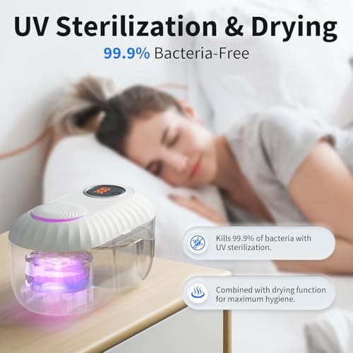 Ultrasonic Denture Cleaner with Automatic Clean, Drain & Dry, 45kHz Retainer and Night Guard Cleaning Machine with Built-in Drainage Chamber, Low-Noise Design for Aligners, Braces & Dental Appliances - Thumbnail 5