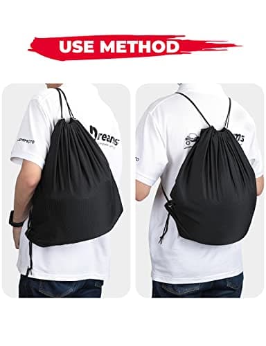 KEMIMOTO Helmet Bag, Large Capacity Lightweight Drawstring Backpack for Motorcycle Dirt Bike Motocross Bicycle Racing ATV UTV Snowmobile Snowboard Skiing Cycling Riding Welding Sports Helmet - Thumbnail 4