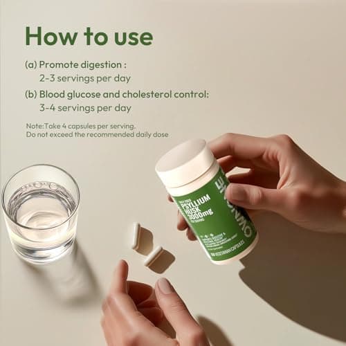 OWNONE Psyllium Husk Capsules, Natural Fiber Supplement for Women & Men, 3000mg Psyllium Husk Powder per Serving, Vegan Colon Cleanser, Fiber Capsules for Overall Digestive Health, Easing Constipation - Thumbnail 6