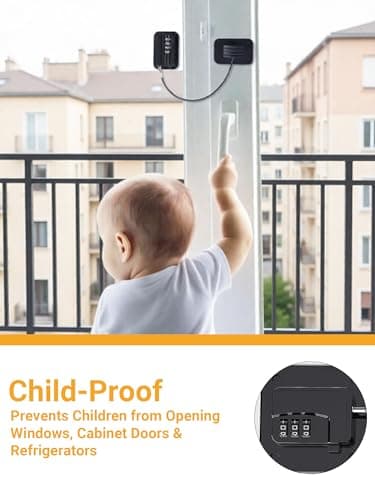 Combination Refrigerator Lock 1 Pack No Drilling Adhesive Cabinet Lock Home Safety Lock for Fridges Cabinets Drawers Windows Kitchen Pantry Black - Thumbnail 3