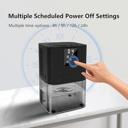 Dehumidifier,MTOX 3L/105 oz (1000 Sq Ft) Small Dehumidifiers for Rooms, Bathroom, RV, Quiet with Auto Shut-Off, Timer, 3 Modes, Removable Filter & Aromatherapy Box, 7-Color LED (Black) - Thumbnail 6