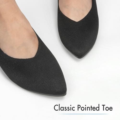 ATHMILE Pointed Toe Flats for Women Dressy Bronze Work Shoes Business Casul Knit Ballet Flats Slip on Office Ladies Comforttable Dress - Thumbnail 3
