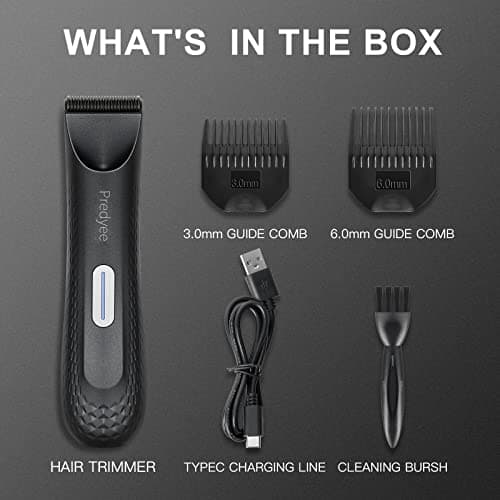 Predyee Manscape-Body Hair Trimmer for Men IPX7 Waterproof Ball Trimmer Pubic Hair with LED Light USB-C Rechargeable Wet/Dry Use for Beard Face Groin Manscaping No Nicks - Thumbnail 3