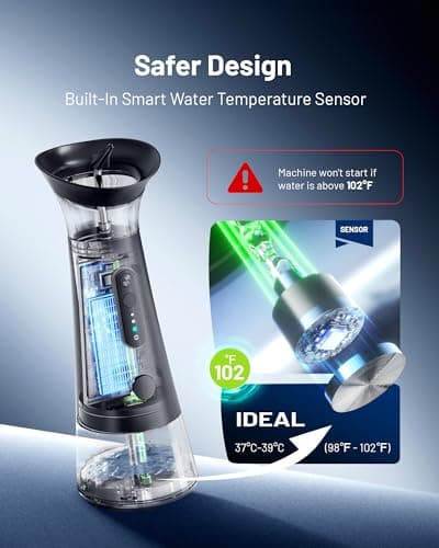 Ear Wax Removal with One-Piece Waste Tank, FSA-HSA-Eligible, Water Powered Ear Cleaner, Electric Ear Cleaning Kit with Water Temperature Sensor, Ear Irrigation Flushing System, Black - Thumbnail 4