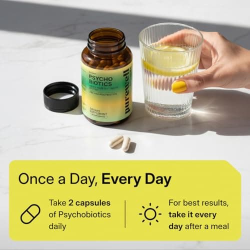 PUREWELL SCIENCES Psychobiotics – Advanced 3-in-1 Probiotic Prebiotic Postbiotic Supplement for Gut and Mood Support - 60 Vegan Probiotic Capsules – 50 Billion CFU – 1-Month Supply - Thumbnail 4